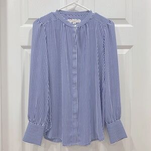 LOFT Navy and White Striped Top Shirt NWOT Small